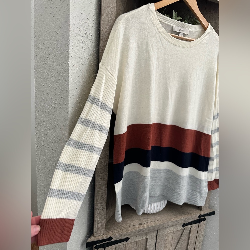 LOFT Tunic Colorblock Striped Sweater - Picture 6 of 8